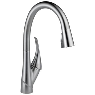 Click here to see Delta 9181-AR-DST Delta 9181-AR-DST Esque One Handle Pull-down Kitchen Faucet - Artic Stainless