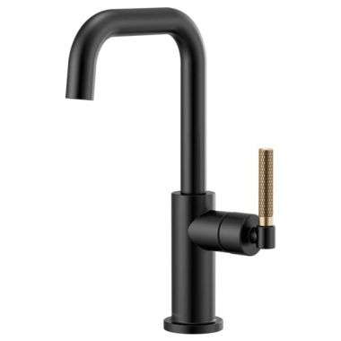 Click here to see Brizo 61053LF-BLGL Brizo Litze Matte Black/Brilliance Luxe Gold Bar Faucet with Square Spout and Knurled Handle - 61053LF-BLGL