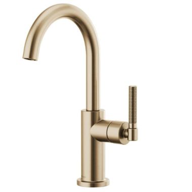Click here to see Brizo 61043LF-GL Brizo Litze Brilliance Luxe Gold Single-Handle Bar Faucet with Arc Spout and Knurled Handle Kit, 1.8 GPM - 61043LF-GL