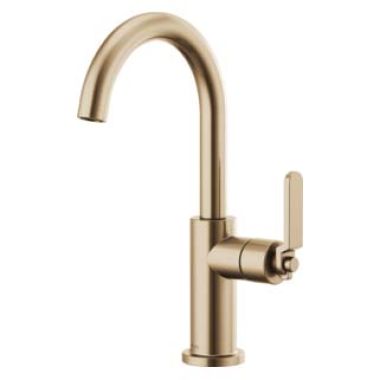 Click here to see Brizo 61044LF-GL Brizo Litze Brilliance Luxe Gold Single Handle Bar Faucet with Arc Spout and Industrial Handle Kit, 1.8 GPM - 61044LF-GL