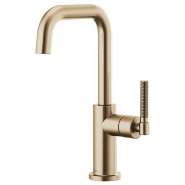 Click here to see Brizo 61053LF-GL Brizo Litze Brilliance Luxe Gold Bar Faucet with Square Spout and Knurled Handle - 61053LF-GL
