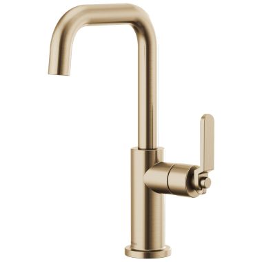 Click here to see Brizo 61054LF-GL Brizo Litze Brilliance Luxe Gold Bar Faucet with Square Spout and Industrial Handle - 61054LF-GL