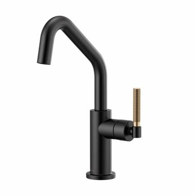 Click here to see Brizo 61063LF-BLGL Brizo Litze Matte Black/Brilliance Luxe Gold Single Handle Bar Faucet with Angled Spout and Knurled Handle Kit - 61063LF-BLGL