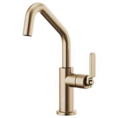 Click here to see Brizo 61064LF-GL Brizo Litze Brilliance Luxe Gold One Handle Bar Faucet with Angled Spout and Industrial Handle Kit - 61064LF-GL