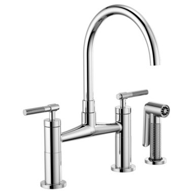 Click here to see Brizo 62543LF-PC Brizo Litze Polished Chrome Bridge Kitchen Faucet with Arc Spout and Knurled Handles, 1.8 GPM - 62543LF-PC