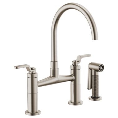 Click here to see Brizo 62544LF-SS Brizo Litze Brilliance Stainless Bridge Kitchen Faucet with Arc Spout and Industrial Handles, ADA, 1.8 GPM - 62544LF-SS