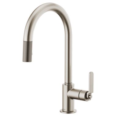 Click here to see Brizo 63044LF-SS Brizo Litze Brilliance Stainless Pull-Down Kitchen Faucet with Arc Spout and Industrial Handle, Euro-Motion Ceramic Cartridge, 1.8 GPM - 63044LF-SS