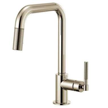 Click here to see Brizo 63053LF-PN Brizo Litze Series Brilliance Polished Nickel Pull-Down Single-Handle Faucet with Swivel Spout and Knurled Handle, 1.8 GPM - 63053LF-PN