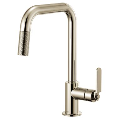 Click here to see Brizo 63054LF-PN Brizo Litze Series Brilliance Polished Nickel Pull-Down Single-Handle Faucet with Swivel Spout and Industrial Handle, 1.8 GPM - 63054LF-PN