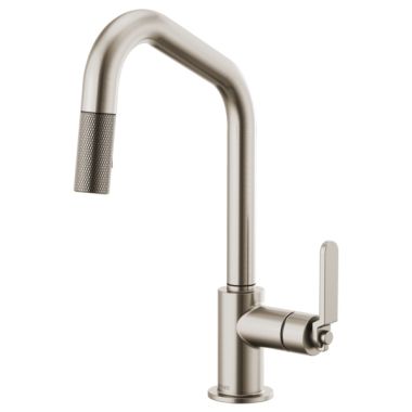 Click here to see Brizo 63064LF-SS Brizo Litze Brilliance Stainless Pull-Down Kitchen Faucet with Angled Spout and Industrial Handle - 63064LF-SS