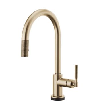 Click here to see Brizo 64043LF-GL Brizo Litze Brilliance Luxe Gold SmartTouch Single Handle Pull-Down Kitchen Faucet with Knurled Handle, MagneDock, 1.8 GPM - 64043LF-GL
