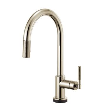 Click here to see Brizo 64043LF-PN Brizo Litze Brilliance Polished Nickel SmartTouch Single Handle Pull-Down Kitchen Faucet with Knurled Handle, MagneDock, 1.8 GPM - 64043LF-PN