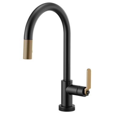 Click here to see Brizo 64044LF-BLGL Brizo Litze Matte Black/Brilliance Luxe Gold One Handle Pulldown Kitchen Faucet with SmartTouch Technology, MagneDock, 1.8 GPM - 64044LF-BLGL