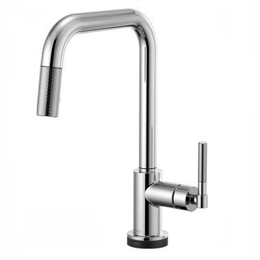 Click here to see Brizo 64053LF-PC Brizo Litze Polished Chrome SmartTouch Pull-Down Kitchen Faucet with Square Spout and Knurled Handle - 64053LF-PC