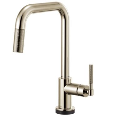 Click here to see Brizo 64053LF-PN Brizo Litze Brilliance Polished Nickel SmartTouch Pull-Down Kitchen Faucet with Square Spout and Knurled Handle - 64053LF-PN