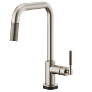 Click here to see Brizo 64053LF-SS Brizo Litze Brilliance Stainless SmartTouch Pull-Down Kitchen Faucet with Square Spout and Knurled Handle - 64053LF-SS