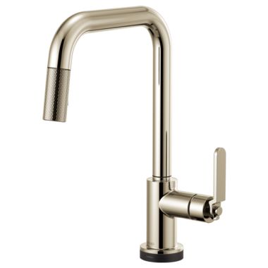 Click here to see Brizo 64054LF-PN Brizo Litze Brilliance Polished Nickel SmartTouch Pull-Down Kitchen Faucet with Square Spout and Industrial Handle - 64054LF-PN