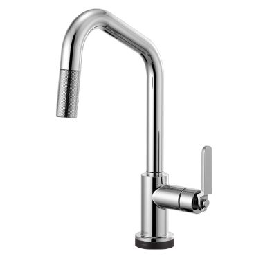Click here to see Brizo 64064LF-PC Brizo Litze Polished Chrome SmartTouch Pull-Down Kitchen Faucet with Angled Spout and Industrial Handle - 64064LF-PC