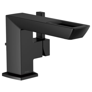Click here to see Brizo 65086LF-BL-ECO Brizo Vettis One-Handle Deck-Mount Matte Black Bathroom Faucet with Metal Pop-Up Drain, Open-Flow Spout, Single-Hole, 1.2 GPM - 65086LF-BL-ECO