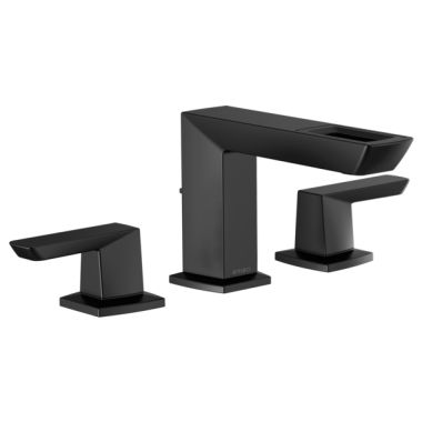 Click here to see Brizo 65386LF-BL-ECO Brizo Vettis Two-Handle Widespread Matte Black Bathroom Faucet with Metal Pop-Up Drain, Open Flow Spout, Three-Hole, 1.2 GPM - 65386LF-BL-ECO