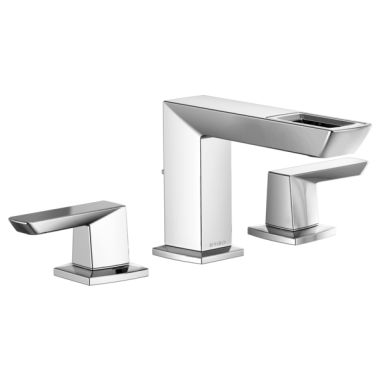 Click here to see Brizo 65386LF-PC-ECO Brizo Vettis Two-Handle Widespread Polished Chrome Bathroom Faucet with Metal Pop-Up Drain, Open Flow Spout, Three-Hole, 1.2 GPM - 65386LF-PC-ECO