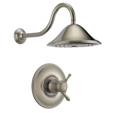 Click here to see Brizo T60210-BN-2.5 Brizo Traditional TempAssure Two-Handle Shower Faucet with Single-Function Rain Showerhead, 2.5 GPM, Lever Handles, Brilliance Brushed Nickel - T60210-BN-2.5