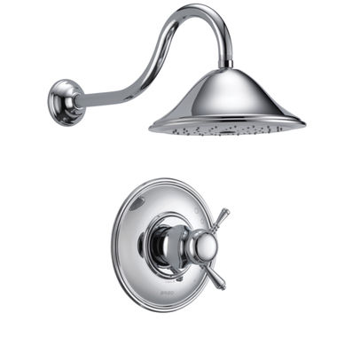 Click here to see Brizo T60210-PC-2.5 Brizo Traditional TempAssure Two-Handle Shower Faucet with Single-Function Rain Showerhead, 2.5 GPM, Lever Handles, Polished Chrome - T60210-PC-2.5