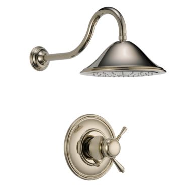 Click here to see Brizo T60210-PN-2.5 Brizo Traditional TempAssure Two-Handle Shower Faucet with Single-Function Rain Showerhead, 2.5 GPM, Lever Handles, Brilliance Polished Nickel - T60210-PN-2.5