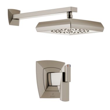 Click here to see Brizo T60288-NK Brizo Vettis TempAssure Thermostatic Two-Handle Shower Faucet with 4-Function H2Okinetic Showerhead, 1.75 GPM, Lever Handles, Brilliance Luxe Nickel - T60288-NK