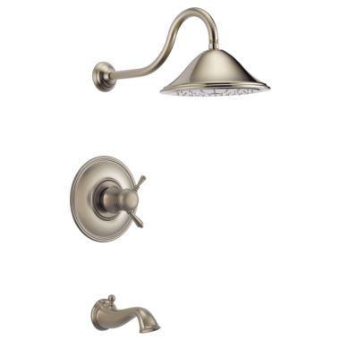 Click here to see Brizo T60410-BN-2.5 Brizo Traditional TempAssure Thermostatic Tub/Shower Faucet with Rain Showerhead, 2.5 GPM, Two-Handle, Lever Handles, Brilliance Brushed Nickel - T60410-BN-2.5