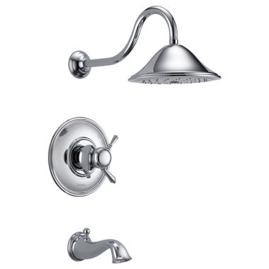 Click here to see Brizo T60410-PC-2.5 Brizo Traditional TempAssure Thermostatic Tub/Shower Faucet with Rain Showerhead, 2.5 GPM, Two-Handle, Lever Handles, Polished Chrome - T60410-PC-2.5