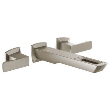 Click here to see Brizo T65886LF-NK-ECO Brizo Vettis Two-Handle Bathroom Faucet with Open-Flow Spout, Less Drain, Wall-Mount, 1.2 GPM, Brilliance Luxe Nickel - T65886LF-NK-ECO