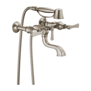 Click here to see Brizo T70360-NK Brizo Rook Two-Handle Multi-Mount Tub Faucet Trim Kit with 1.75 GPM Hand Shower, Lever Handles, ADA, Brilliance Luxe Nickel - T70360-NK
