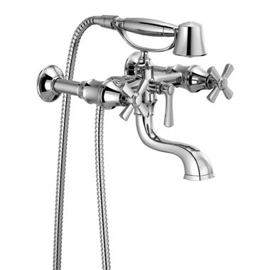 Click here to see Brizo T70361-PC Brizo Rook Two-Handle Multi-Mount Tub Faucet Trim with 1.75 GPM Hand Shower, Cross Handles, Polished Chrome - T70361-PC