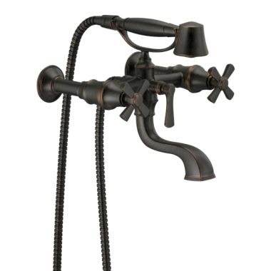 Click here to see Brizo T70361-RB Brizo Rook Two-Handle Multi-Mount Tub Faucet Trim with 1.75 GPM Hand Shower, Cross Handles, Venetian Bronze - T70361-RB