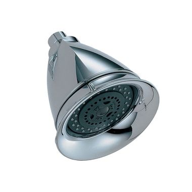 Click here to see Brizo RP42431 Brizo Essential 5in Wall-Mount Shower Head, Multi-Function, H2Okinetic, Classic, Round, 1.75 GPM, Touch-Clean, WaterSense, Polished Chrome - RP42431