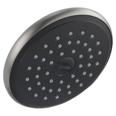 Click here to see Delta RP51305SS Delta Universal Showering Single-Setting Raincan Shower Head with Touch-Clean Nozzles, Round, 2.5 GPM, Brilliance Stainless - RP51305SS