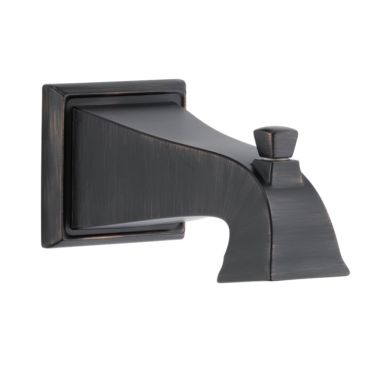 Click here to see Delta RP52148RB Delta Dryden 7-1/2in Venetian Bronze Tub Spout with Pull-Up Diverter, Wall-Mount, Single-Hole Installation, SpotShield - RP52148RB