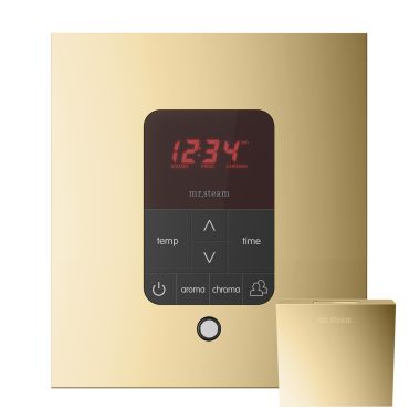 Click here to see Mr. Steam MSITPLUSSQ-PB Mr Steam iTempoPlus Square Steam Shower Control in Polished Brass - MSITPLUSSQ-PB