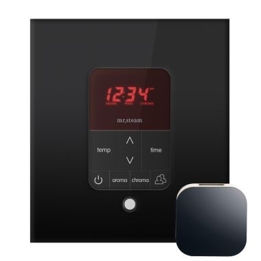 Click here to see Mr. Steam MSITPLUSSQ-BK Mr Steam iTempoPlus Square Steam Shower Control in Black with Polished Chrome Bezel - MSITPLUSSQ-BK