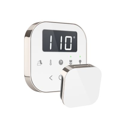 Click here to see Mr. Steam AIRTWH-PN Mr Steam AirTempo Steam Shower Control in White with Polished Nickel - AIRTWH-PN