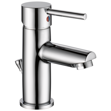 Click here to see Delta 559LF-MPU-PP Delta Modern Tubular Single-Hole Chrome Lavatory Faucet, Metal Pop-Up, 1.2 GPM, Single-Handle, Rounded Lever Handle, Project Pack - 559LF-MPU-PP