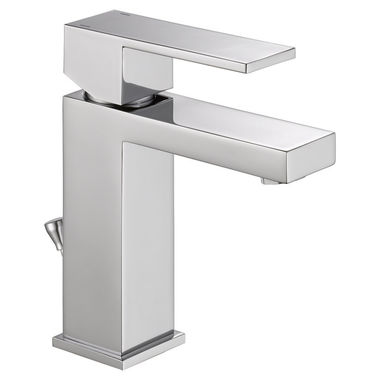 Click here to see Delta 567LF-MPU-PP Delta Modern Square Single-Hole Chrome Lavatory Faucet, Metal Pop-Up, 1.2 GPM, Single-Handle, Square Lever Handle, Project Pack - 567LF-MPU-PP