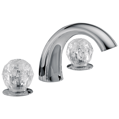 Click here to see Delta 2705-SS Delta Classic Two-Handle Roman Tub Faucet, Low Arc Spout, Crystal Knob Handles, Stainless - 2705-SS