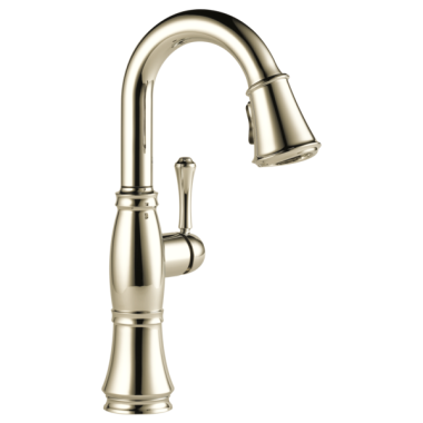 Click here to see Delta 9997-PN-DST DELTA 9997-PN-DST CASSIDY ONE HANDLE PULLDOWN BAR FAUCET POLISHED NICKEL