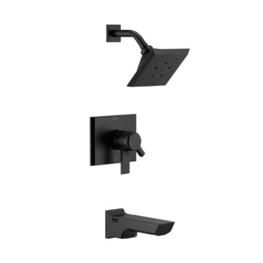 Click here to see Delta T17499-BL Delta Pivotal Monitor 17 Series Two-Handle H2Okinetic Tub/Shower Faucet with Volume Control, 1.75 GPM, Lever Handles, Matte Black - T17499-BL