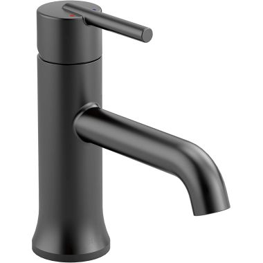 Click here to see Delta 559LF-BLLPU Delta Trinsic Tube Spout Matte Black Lavatory Faucet with Escutcheon, Less Pop-Up, 1.2 GPM, Single-Handle, Lever Handle - 559LF-BLLPU