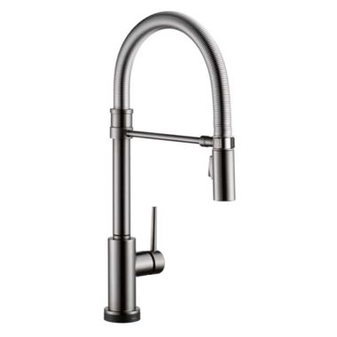 Click here to see Delta 9659T-KS-DST Delta Trinsic Pro Single-Handle Black Stainless Pull-Down Kitchen Faucet with Spring Spout, 1.8 GPM, Lever Handle, Diamond Seal Technology, ADA, Touch2O - 9659T-KS-DST
