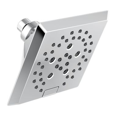 Click here to see Delta 52664 Delta H2Okinetic 5-Setting Angular Modern Raincan Shower Head, 1.75 GPM, Chrome - 52664