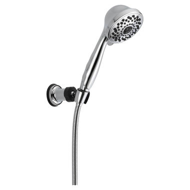 Click here to see Delta 59716 Delta Premium Seven-Setting ADA Touch-Clean Wall Mount Hand Shower with 60in to 82in Stretchable Metal Hose, 1.75 GPM, Chrome - 59716